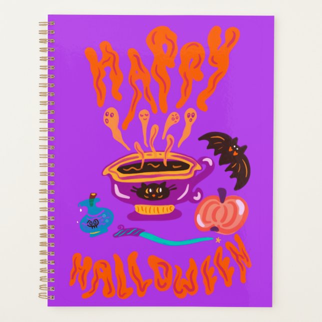 Frohe Halloween Katzenliebhaber Hexe-Tasse Kaffee Planer (Vorderseite)