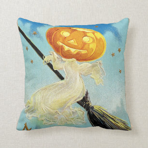 Frohe Halloween-Kürbis-Hexe Kissen