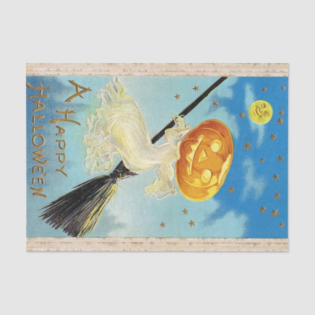 Frohe Halloween-Kürbis-Hexe Seidenpapier (Vorderseite)