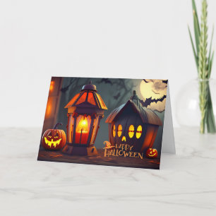 Frohe Halloween Laterne, Nachtschläger fliegen Karte