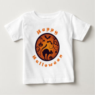 Frohe Halloween Laternenschwarze Katzen Spinnen un Baby T-shirt