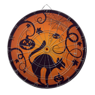 Frohe Halloween Laternenschwarze Katzen Spinnen un Dartscheibe