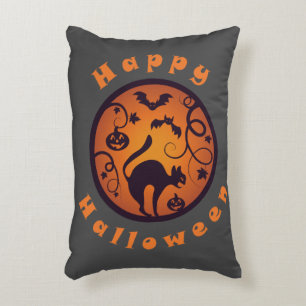 Frohe Halloween Laternenschwarze Katzen Spinnen un Dekokissen