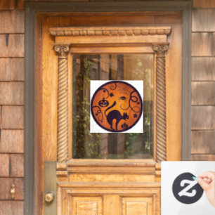 Frohe Halloween Laternenschwarze Katzen Spinnen un Fensteraufkleber