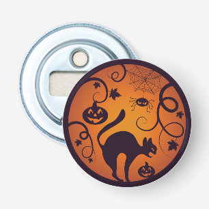 Frohe Halloween Laternenschwarze Katzen Spinnen un Flaschenöffner