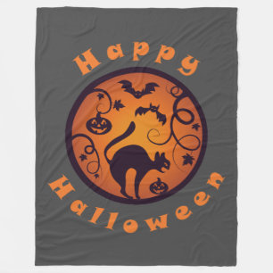 Frohe Halloween Laternenschwarze Katzen Spinnen un Fleecedecke