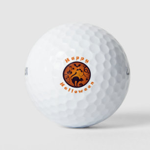 Frohe Halloween Laternenschwarze Katzen Spinnen un Golfball
