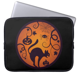 Frohe Halloween Laternenschwarze Katzen Spinnen un Laptopschutzhülle
