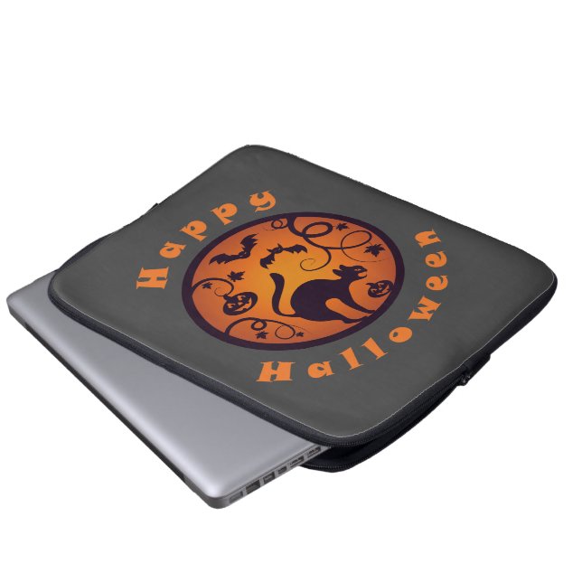 Frohe Halloween Laternenschwarze Katzen Spinnen un Laptopschutzhülle (Vorne Knopf)