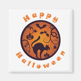 Frohe Halloween Laternenschwarze Katzen Spinnen un Magnet