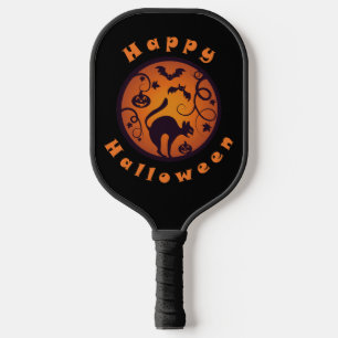 Frohe Halloween Laternenschwarze Katzen Spinnen un Pickleball Schläger