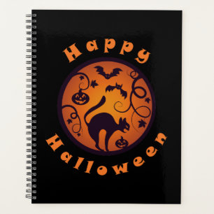 Frohe Halloween Laternenschwarze Katzen Spinnen un Planer