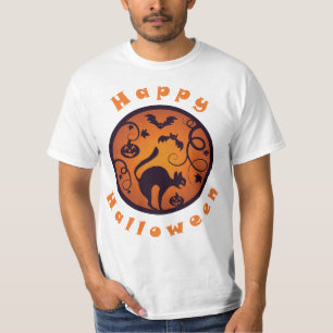Frohe Halloween Laternenschwarze Katzen Spinnen un T-Shirt