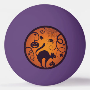 Frohe Halloween Laternenschwarze Katzen Spinnen un Tischtennisball