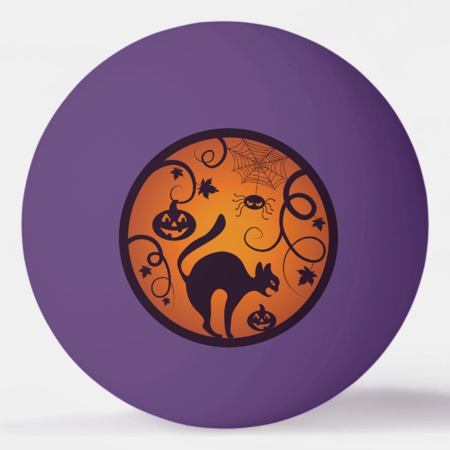 Frohe Halloween Laternenschwarze Katzen Spinnen un Tischtennisball (Vorderseite)