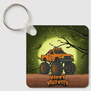 Frohe Halloween Monster Truck mit Fledermäusen und Schlüsselanhänger