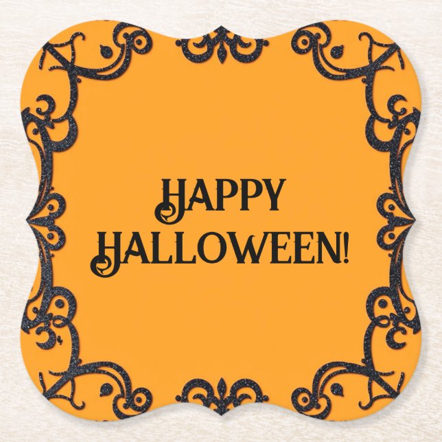 Frohe Halloween Orange & Black Paper Untersetzer (Vorderseite)