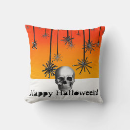 Frohe Halloween Orange Orange mit Schädel Kissen