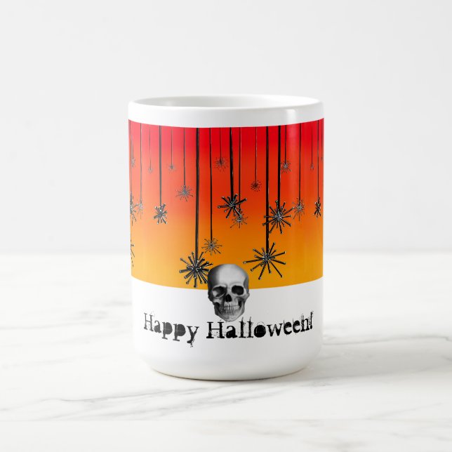 Frohe Halloween-Orange-Orange mit Schädeln Verwandlungstasse (Zentrum)