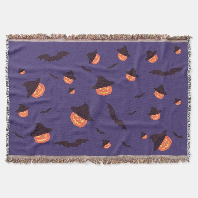 Frohe Halloween Pumpkin & Bats Throw Blanket Decke (Vorderseite)