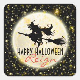 Frohe Halloween-Rottmoon-Glitzer-Aufkleber Quadratischer Aufkleber