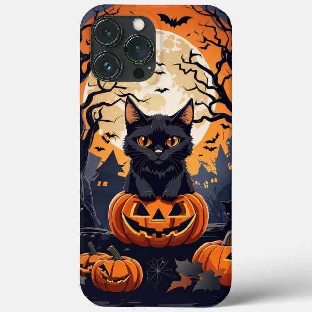 Frohe Halloween-Schwarzkatzenszene, Halloween-Gesc Case-Mate iPhone Hülle (Rückseite)