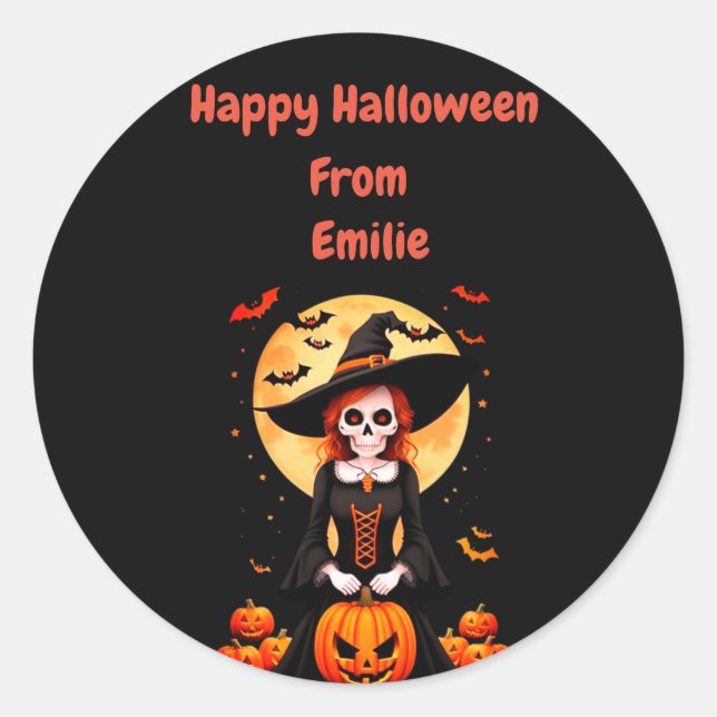 Frohe Halloween-Skulptur Runder Aufkleber (Vorderseite)