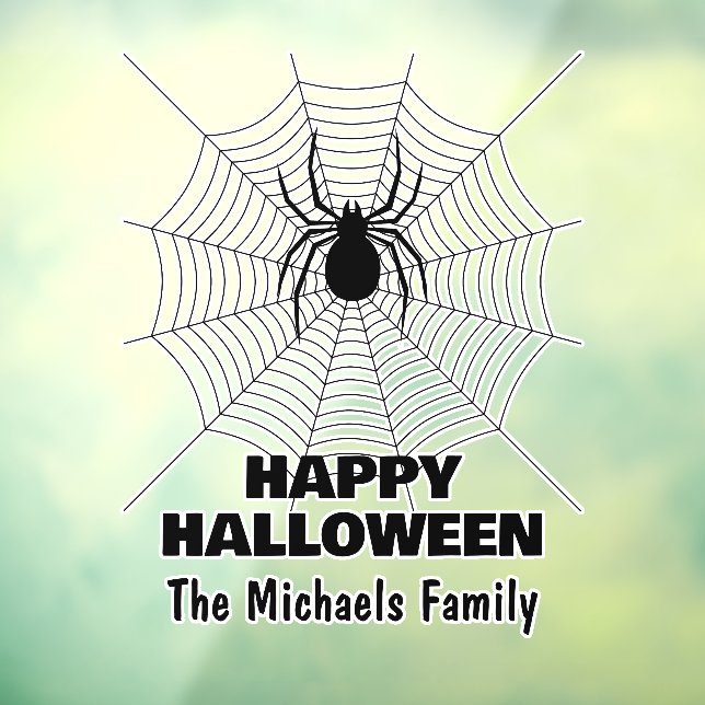 Frohe Halloween-Spinne im Namen der Web-Familie Fensteraufkleber (Blatt 3)