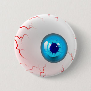 Frohe Halloween! Spooky Blue Eyeball Button