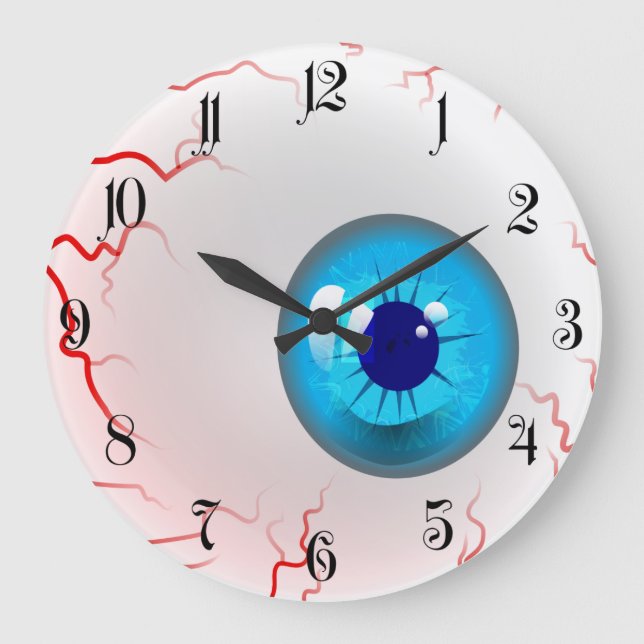 Frohe Halloween! Spooky Blue Eyeball Große Wanduhr (Vorderseite)