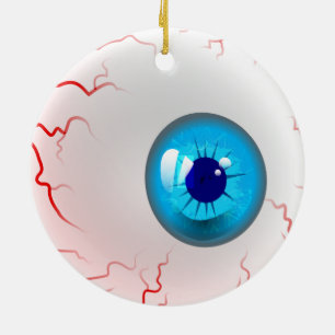 Frohe Halloween! Spooky Blue Eyeball Keramikornament