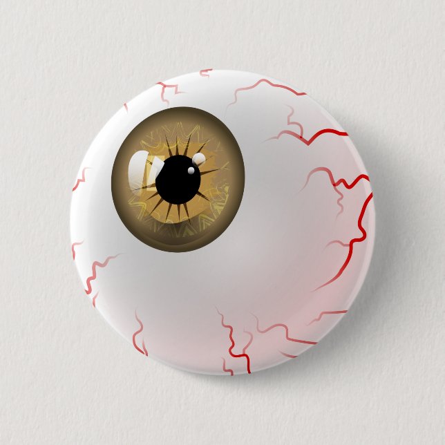 Frohe Halloween! Spooky Brown Eyeball Button (Vorderseite)