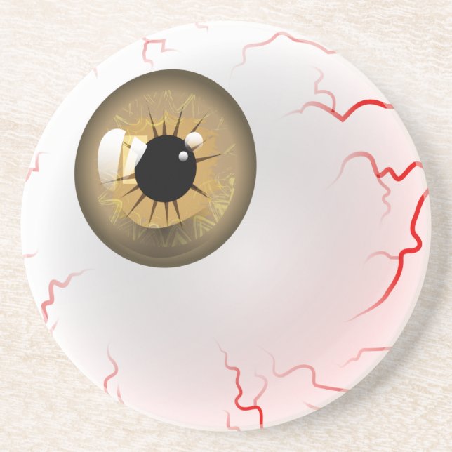 Frohe Halloween! Spooky Brown Eyeball Sandstein Untersetzer (Vorne)
