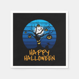 Frohe Halloween Spooky Tree, Moon Serviette
