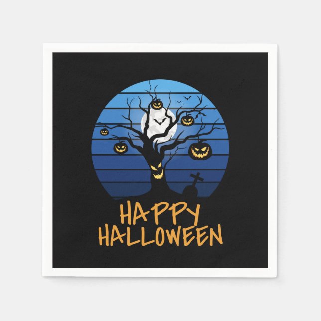 Frohe Halloween Spooky Tree, Moon Serviette (Vorderseite)