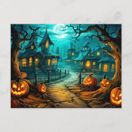 Frohe Halloween Spuk House nach Mitternacht Postkarte