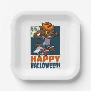 Frohe Halloween! Trick oder Treat Little Werewolf Pappteller