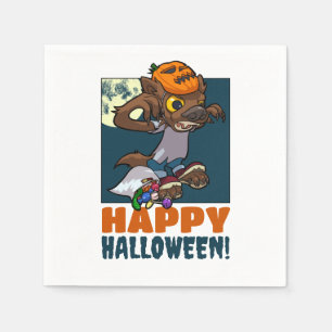 Frohe Halloween! Trick oder Treat Little Werewolf Serviette