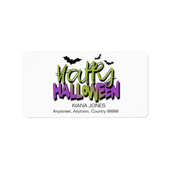 Frohe Halloween Typografie mit Grüner ID685 für Fl Adressaufkleber (Vorne)