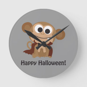 Frohe Halloween! Vampire Monkey Runde Wanduhr