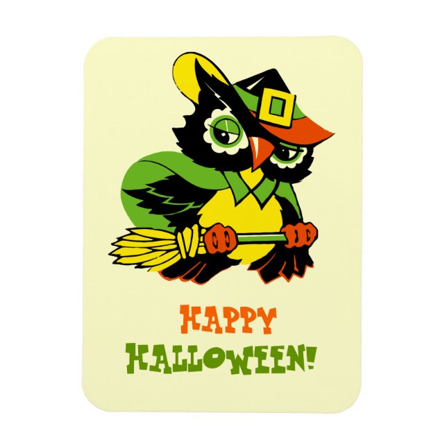 Frohe Halloween! Vintages Owl Gift Magnet (Vertikal)