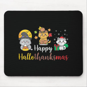 Frohe Halloween Weihnachts-Erntedank Cat Mousepad