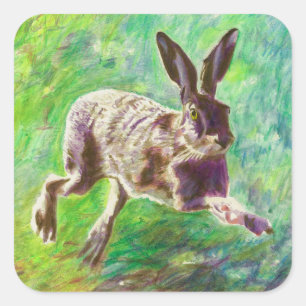 Frohe Hasen 2011 Quadratischer Aufkleber