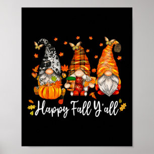 Frohe Herbst euch alle Gnom Kürbis Herbstlaub Dank Poster