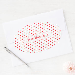 Frohe Herzen Valentinstag Modernes Liebesmuster Ovaler Aufkleber