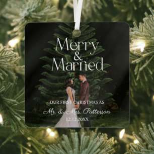 Frohe & Hochzeit Erstes Weihnachten Ornament Aus Metall