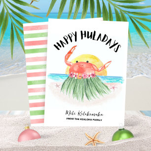 Frohe Huladays Krebs Strand Tropisches Weihnachten