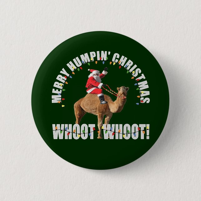 Frohe Humpin Weihnachten Sankt u. Kamel Button (Vorderseite)