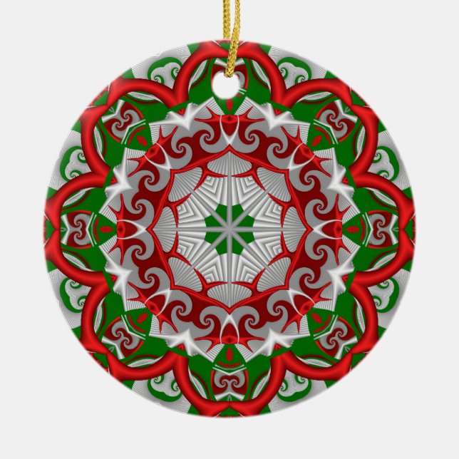 Frohe Jahreszeit-Kaleidoskop-Verzierung Keramik Ornament (Vorne)