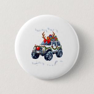 Frohe Jeep-Weihnachten hässliches Licht-Rentier We Button